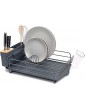 simplywire – Premium Dish Drainer – Plate Drying Rack with Cutlery Holder & Drip Tray – Grey - B09TZ4JQFKY