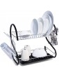 St@llion 2 Tier Dish Drainer 18 inch Rack Holder Durable for Cutlery and Kitchen Accessories Black. - B0859XWQYTH