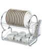 St@llion 2 Tier Dish Drainer Chrome Rack with Glass Utensil Cutlery Caddy & Drip Tray - B07GNLFRWDT