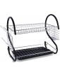 St@llion 2 Tier Dish Drainer Rack Holder Durable for Cutlery and Kitchen Accessories Modern Design Cup Bowl Cutlery Washing Rack Sink Drip Tray Plates Holder Black Pack of 1 - B07VQHJMYVC