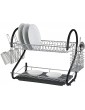 St@llion 2 Tier Dish Drainer Rack Holder Durable for Cutlery and Kitchen Accessories Modern Design Cup Bowl Cutlery Washing Rack Sink Drip Tray Plates Holder Black Pack of 1 - B07VQHJMYVC