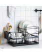 SUNFICON Kitchen Dish Drying Rack Dish Drainer 2 Tier Detachable Sink Dishes Dry Organiser Countertop Dish Draining Holder With Drip Tray Cutlery Utensil Holder RV Studio Small Flat 48×29.5×27cm Black - B07XCJTVD7K