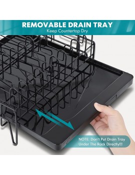 WONSEFOO Dish Drainers Rack with Drip Tray Cutlery Basket Removable Plate Drying Rack Stainless Steel Cup Holder Draining Board Anti-Rust Kitchen Rack - B099NL36J5P