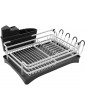 Xpork Dish Drainer Aluminium with Removable Drip Tray Anti-Rust Cutlery Drying Rack With Extendable Drip Tray Extra Cutlery Rack Cup Rack for Small Kitchen Countertop - B08J83227JJ
