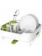 zova Premium Stainless Steel Dish Drying Rack with Swivel Spout  Dish Drainer Utensil Organizer for Kitchen– Medium White &Green - B078M1L2WGN
