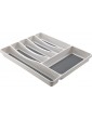 Addis Premium Soft touch 6 Compartment kitchen Cutlery Drawer Utensil Organiser Tray White & Grey new 6 Sections - B09RQXHVS8Y