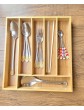 Bamboo Cutlery Organiser Tray Utensil Holder 6 Compartments Wood Drawer Storage  Tidy - B09J56H1WVS