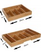 Casa Cuisine® Wooden Bamboo Expandable Cutlery Tray Drawer Insert Storage Organizer with 5 to 7 Adjustable Compartments - B09X5QKHRDP