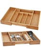 Casa Cuisine® Wooden Bamboo Expandable Cutlery Tray Drawer Insert Storage Organizer with 5 to 7 Adjustable Compartments - B09X5QKHRDP