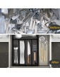 Cutlery Organiser Herogo 5 Compartments Cutlery Tray Black Steel Mesh Organiser for Kitchen Drawer Anti-Slip Utensil Trays for Knife Fork Spoons 31.8x23.7x5cm Metal Black - B09LHBS3DWD