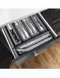 Cutlery Tray HaWare Cutlery Organizer Non-Silp 5 Compartments Utensil Drawer Storage Kitchen Office Steel Mesh Silverware Drawer Holder Divider 31.8x23.7x5cm Rust-Free Black - B083BTZ1B6E