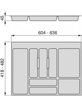 Emuca Adjustable cutlery tray for drawer cutlery drawer organizer 70cm cabinet width - B07HNZNR43P