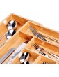 Harcas Bamboo Cutlery Tray. 6-8 Compartment Utensil Holder for Kitchen Drawer. Large Extendable Size Organiser for Knife Forks and Cutlery - B07C91RXV7S