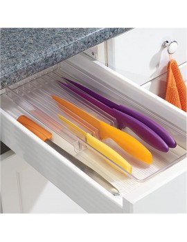 iDesign 50240 Cutlery Tray for Drawer Plastic Kitchen Knives Organiser with 8 Compartments Practical Drawer Insert for Kitchen Cutlery Clear - B00V0EUBAOS