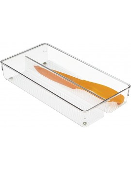 iDesign Linus Cutlery Tray for Silverware Medium Kitchen Accessories for Storage and Organising Made of Durable Plastic Clear - B000G1IKTGS