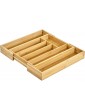 iTrend 2 x Natural Bamboo Cutlery Tray – Utensils Holder Storage Drawer Organizer for Kitchen – Expandable Adjustable 5 to 7 Compartments - B08Q8G4C22E