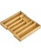 iTrend 2 x Natural Bamboo Cutlery Tray – Utensils Holder Storage Drawer Organizer for Kitchen – Expandable Adjustable 5 to 7 Compartments - B08Q8G4C22E