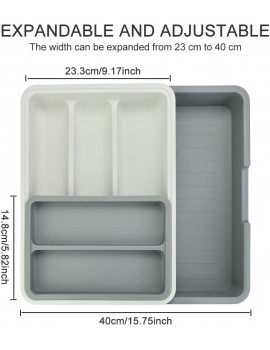 KLYNGTSK Cutlery Tray Utensil Drawer Organizer Anti-Slip Cutlery Organiser 3-in-1Expandable Kitchen Drawer Inserts with 7 Compartment for Tableware Kitchen Gadgets Silverware CookwareGrey - B08SHD7J6DV