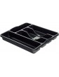 M1SS High Grade Plastic Cutlery Tray Kitchen Racks and Holders 5 Compartment Cutlery Draw for Kitchen Drawers Midnight Black - B09MCZQFLKZ