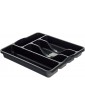M1SS High Grade Plastic Cutlery Tray Kitchen Racks and Holders 5 Compartment Cutlery Draw for Kitchen Drawers Midnight Black - B09MCZQFLKZ