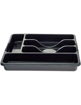 M1SS Midnight Black High Grade Upcycled Plastic Large And Small Cutlery Tray Kitchen Racks and Holders Cutlery Draw for Kitchen Drawers 5 Compartment - B09MD5L6MYR
