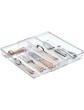 mDesign Adjustable Cutlery Tray — Expandable Kitchen Organiser Tray for Drawers and Surfaces — Drawer Organiser with Multiple Compartments — Clear - B0778SDLDGI