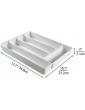 mDesign Cutlery Tray – Plastic Drawer Insert with 5 Storage Compartments – Cutlery Organiser for Kitchen Drawers – Light Grey - B07TC955YPZ