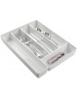 mDesign Cutlery Tray – Plastic Drawer Insert with 5 Storage Compartments – Cutlery Organiser for Kitchen Drawers – Light Grey - B07TC955YPZ