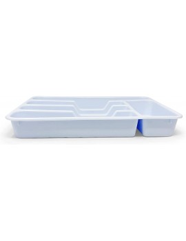 PLASTIFIC Large CUTLERY TRAY Flatware Organiser Strong Plastic Drawer Sliding Tidy Cutlery Drawer Tray | Kitchen Storage Utensils and Knives Organizer 33 x 24 x 4.3 White - B07PQJQWMJB