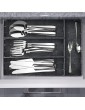Relaxdays Cutlery Tray 4 Compartments Kitchen Flatware Organiser Drawer Insert HxWxD: 4.5x26x36 cm Grey - B085W8T4JRM