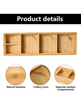 Simpdecor Wooden Modern Home Storage Box  Compartment Cutlery Tray 39.5 x 12.3 x 9.5 cm Wood - B097ZWYHLRS