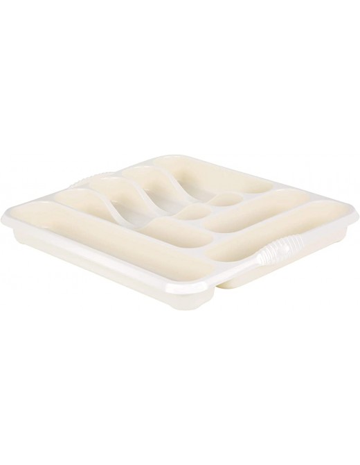 Soft Cream Colour 7 Compartment High Grade Plastic Cutlery Tray For drawers Kitchen Home And Office - B0B25QZTKPF