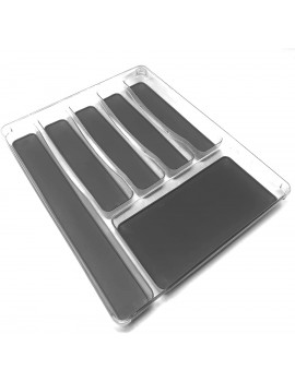 Space Home Anti-Slip Acrylic Cutlery Drawer Tray Cutlery Tray for Drawer Drawer Divider 5 Compartments 32 x 39,7 cm Strong and Versatile - B091N16BJ9P