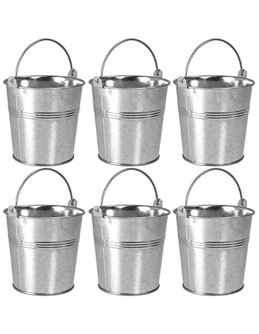 6 x Galvanised Metal Serving Buckets Cutlery Caddies - B00UW1KS1IP
