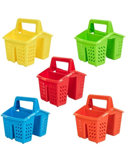 Excellent Houseware Set of 5 Colours 4 Compartment Plastic Sink Tidy Filter Cutlery Drainer Caddy with Handle - B074GXTDTNM