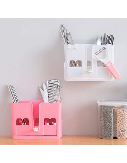 JICCH Cutlery Holder,2 Pieces Chopsticks Cage Kitchen Wall-Mounted Cage,Hanging Spoon Storage Rack Home Creative Drainage Punch-Free Plastic Tableware,Cutlery Holder For Kitchen,Cutlery Racks - B09Y5ZRMYZQ