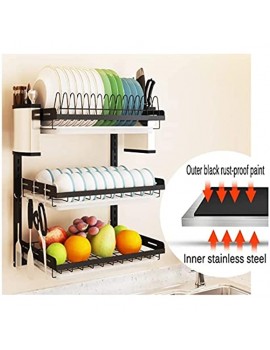 Kitchen Shelf Stainless Steel Wall-mounted Drain Rack Cutlery Rack With Knife Holder Chopstick Cage - B0B2WVWSB8W