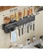 LSYK 24 Inch Multifunctional Kitchen Hanging Rack Stainless Steel Pot Rack Organizers Wall Mounted with 8 Hooks 6 Knife Holder 3 Cutlery cup & 1 Dishcloth Holder - B09HZZZ3HPS