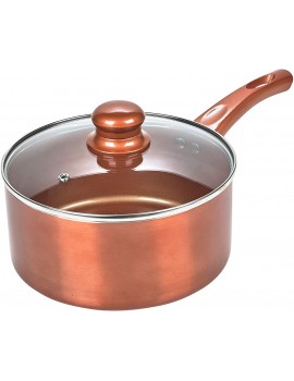 2 PC Saucepan Ceramic Copper Induction Cooking Kitchen Cookware Set - B089GWN3VJA