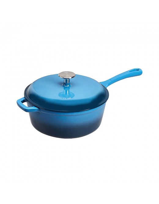 Commercial Enamelled Cast Iron Pot With Lid 3.5 litres Blue - B08F5H91MFU