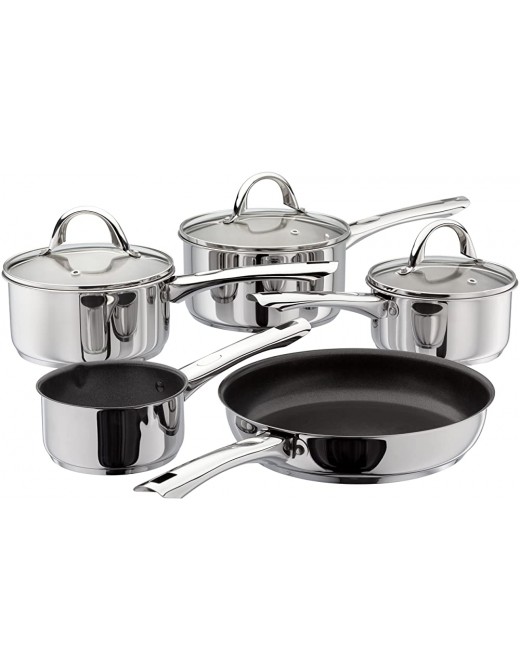 Kaufmann Sienna 5-Piece Set Stainless Steel Pans K0C1 20cm 18cm and 16cm Saucepans with Lids 14cm Milk Pan and 26cm Frying Pan Oven Safe Induction Ready 5 Year Guarantee - B07B33MJ4SH