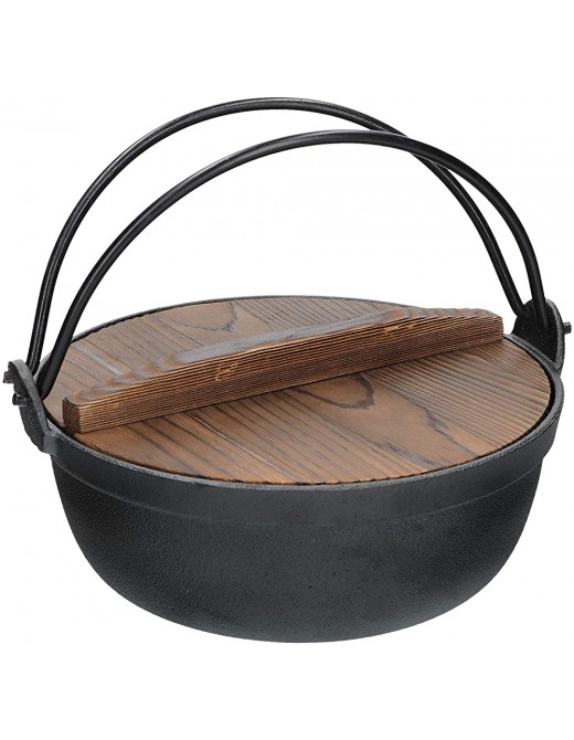 KitchenCraft WFCOOKPOT21 World of Flavours Japanese Cooking Pot with Wooden Lid Cast Iron Black 1.5 L - B083F8KNPZW