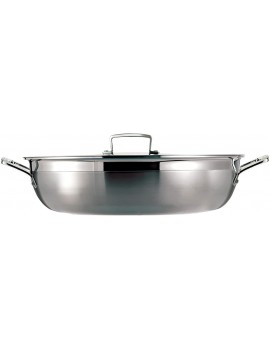 Le Creuset 96203924001000 3-Ply Stainless Steel Shallow Casserole with Lid 24 x 6.2 cm  Silver - B005HTQH5QR