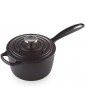 Le Creuset Signature Enamelled Cast Iron Saucepan With Anti Drip Pouring Lip and Vented Lid For All Hob Types 16 cm 1.2 Litres Matte Black 21181160002430 - B087XBFVDHX