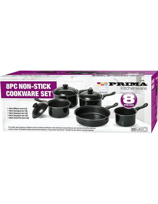 New 8PC Non Stick COOKWARE Set MILKPAN Saucepan Kitchen Cook PAN Glass LIDS - B095PMMV2DW