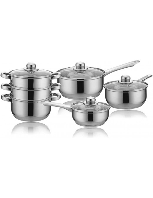 New Cookware Set Pan Saucepan Glass Lid Steamer Set with Lids 6PCS - B08R57K7SNU
