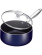 Nonstick Saucepan Induction 2L Small Pot with Lid Soup Pot Never Stick Cookingpot Granite Coating-PFOA Free S.S Handle Oven Safe Blue - B09M8FM3JPP