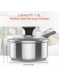 Stainless Steel Saucepan SAYESO 16cm 1.5L Classic Milk Pan Cookware with Lid High-Temperature High-Pressure Stamping Gas Electric and Induction Suitable Fast and Safe Silver - B08C9HSLBME