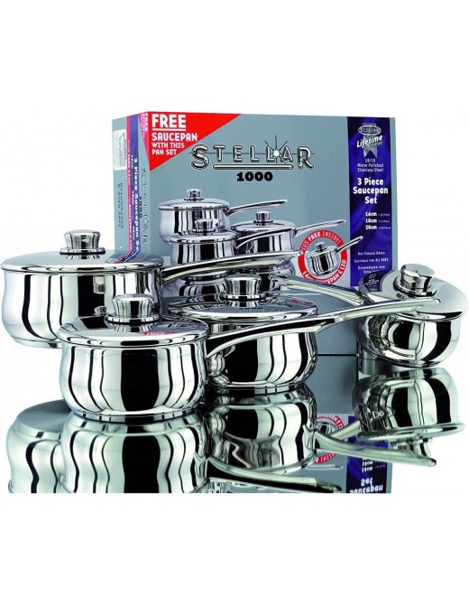 Stellar 1000 3 Piece Saucepan Set & Free Saucepan PP74 - B01N3RAC3TX