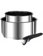 Tefal Ingenio Preference Set of 2 Saucepans 16 20 cm + Patented Handle Induction Cookware Set Titanium Excellence Interior Coating Stainless Steel Exterior Made in France L9408702 - B07MZQ2GJKA